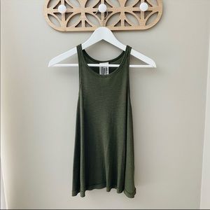 Free People Long Beach Ribbed Knit Slub Tank Green